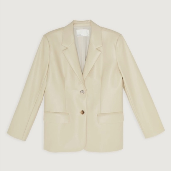 OAK+FORT Vegan leather blazer made in a relaxed fit and has a buttery soft feel. - Picture 2 of 6